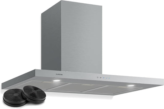 Klarstein piano cottura, 90 cm, 64 dB, con illuminazione LED, acciaio inox, per la cucina, 600 m3/h, Larghezza 90 cm