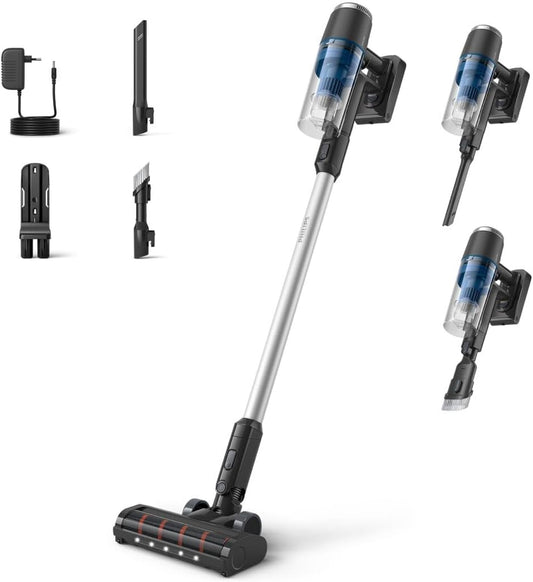 PHILIPS XC3032/01 aspirapolvere, con illuminazione LED, senza fili, 60 Minuti di Autonomia, Accessorio per Fessure e Combinato, Leggero (XC3032/01)