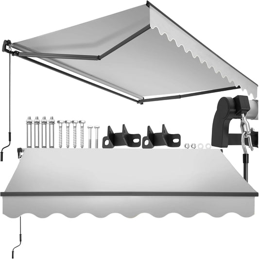 Tende da veranda, 250 × 200 cm, alluminio, poliestere, grigio, tectake, tenda da sole per esterno a bracci estensibili