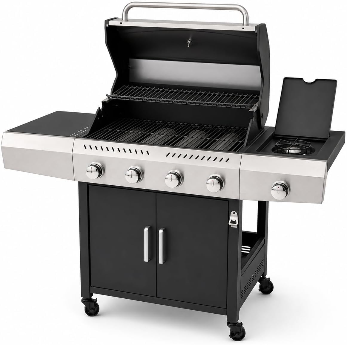 barbecue, 67 × 42 Cm, 16 kW, acciaio inox, nero, EGLEMTEK