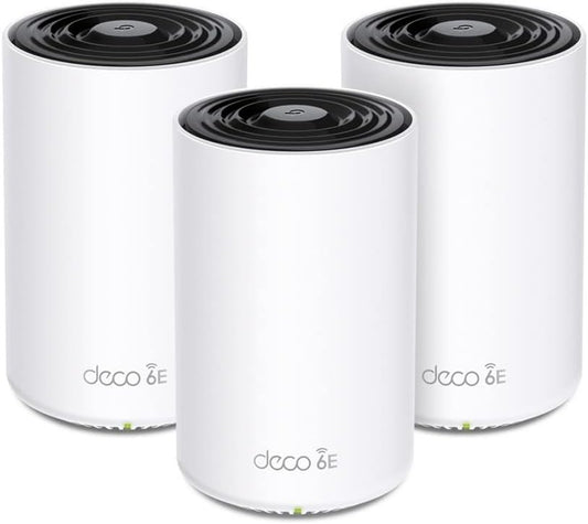 Sistemi WiFi Mesh XE75, TP-Link, TP-Link Deco XE75 (3-pack) Mesh Router AXE5400 Wi-Fi 6E Tri-Band, Per Tutta La Casa, 802.11ax 6 GHz