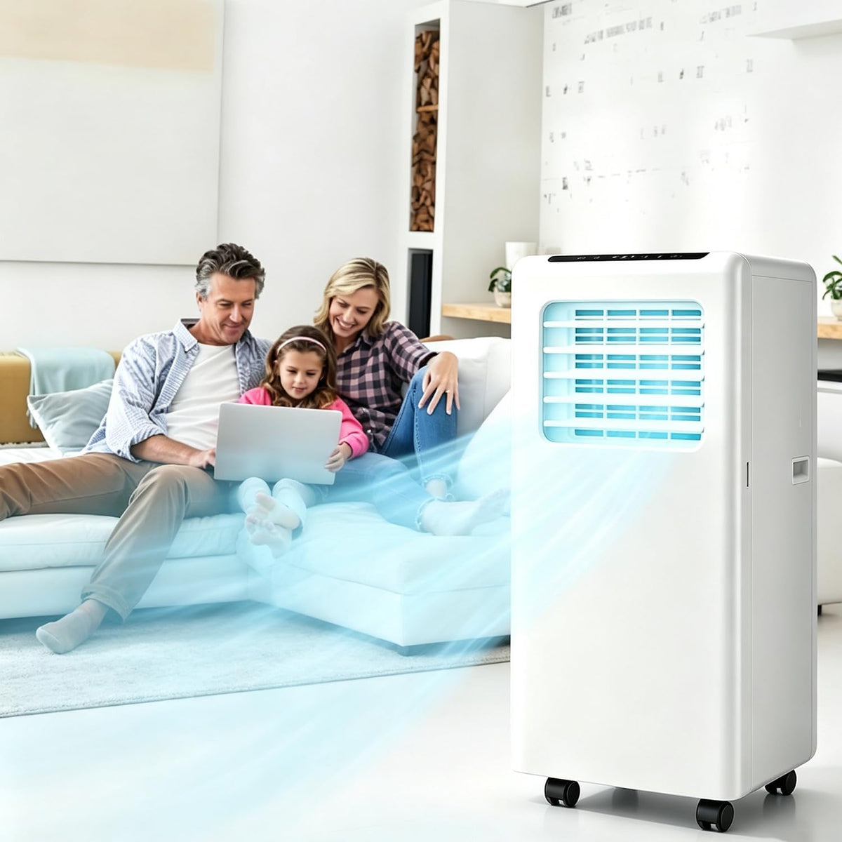 climatizzatore, con telecomando, GEJLELDS, Condizionatore d'aria portatile 14000 BTU 3 in 1: climatizzatore, raffreddamento con 2 velocità