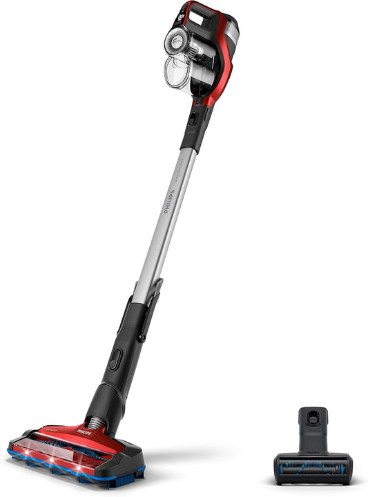 Philips FC6823/01 aspirapolvere, 25 V, senza fili, rosso, Batteria 25 V, 65 Minuti di Autonomia
