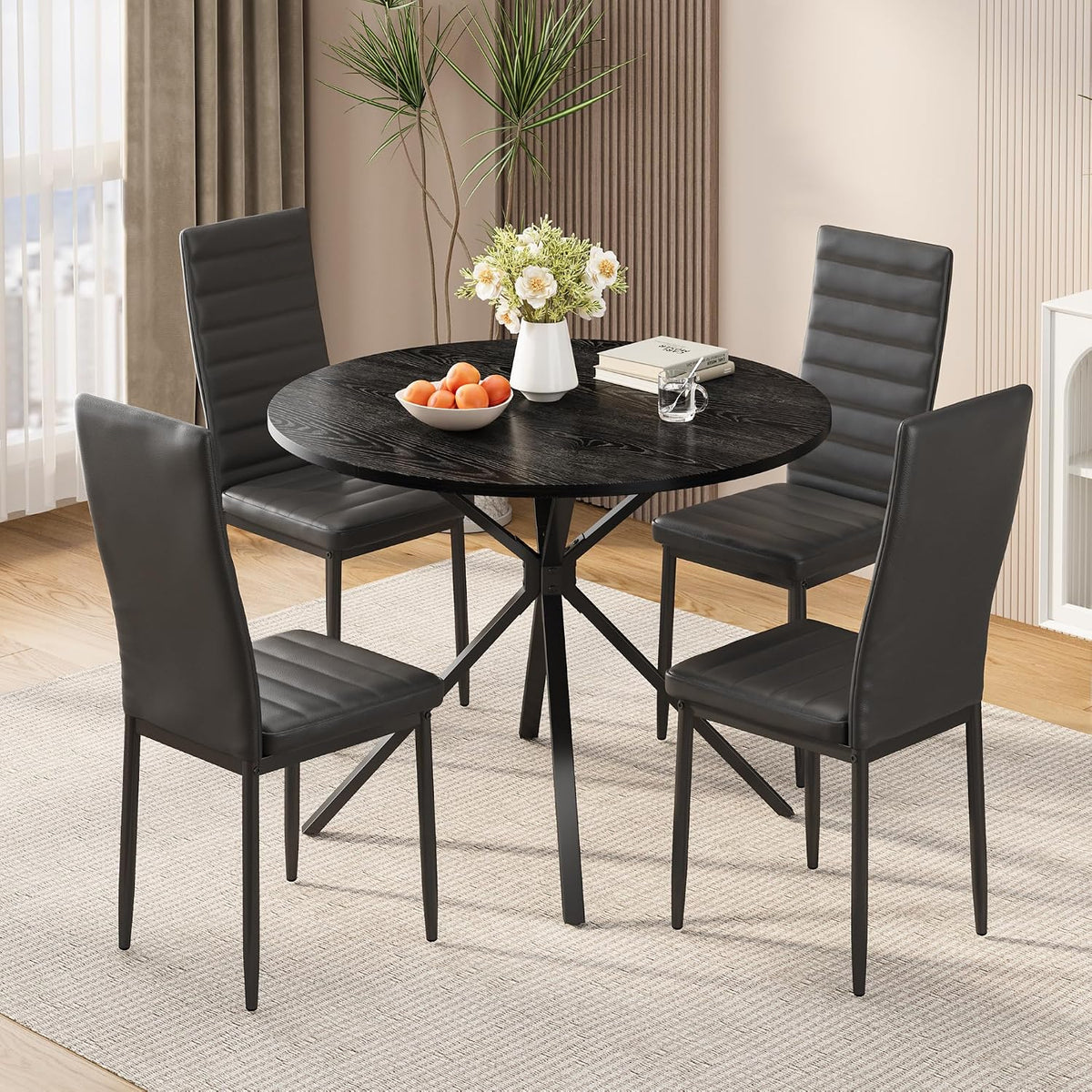 tavolo, 100 × 76 cm, legno, nero, per la cucina, per il soggiorno, Xbro
