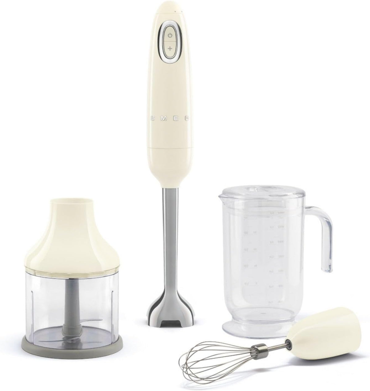 Frullatori ad immersione e minipimer HBF03CREU, 6,5 × 6,5 × 41,3 cm, 700W, Smeg, con Impugnatura Antiscivolo, Potenza 700W