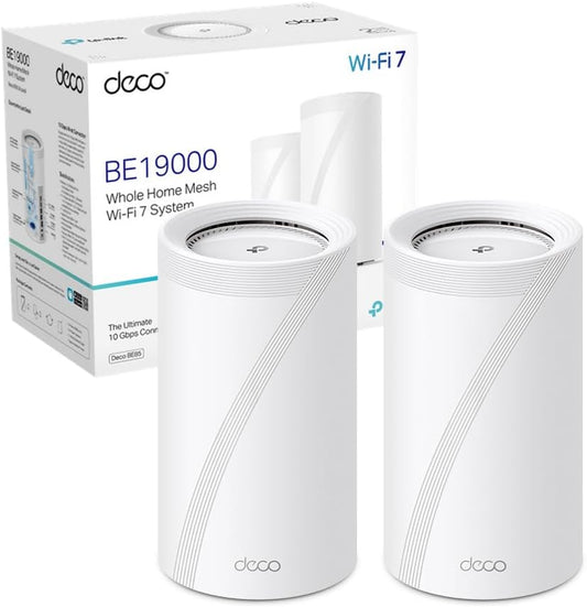 Router BE85, con WiFi, TP-Link, BE19000Mbps Tri-Band, Canali 320 MHz, Porta 10Gbps Combinata Ethernet/Fibra, Funziona con Qualsiasi ISP e Modem