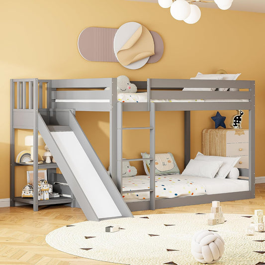 letto, 90 × 200 cm, legno, grigio, Kayan, Kayan Lettino per bambini, 90 x 200 cm, con rete a doghe