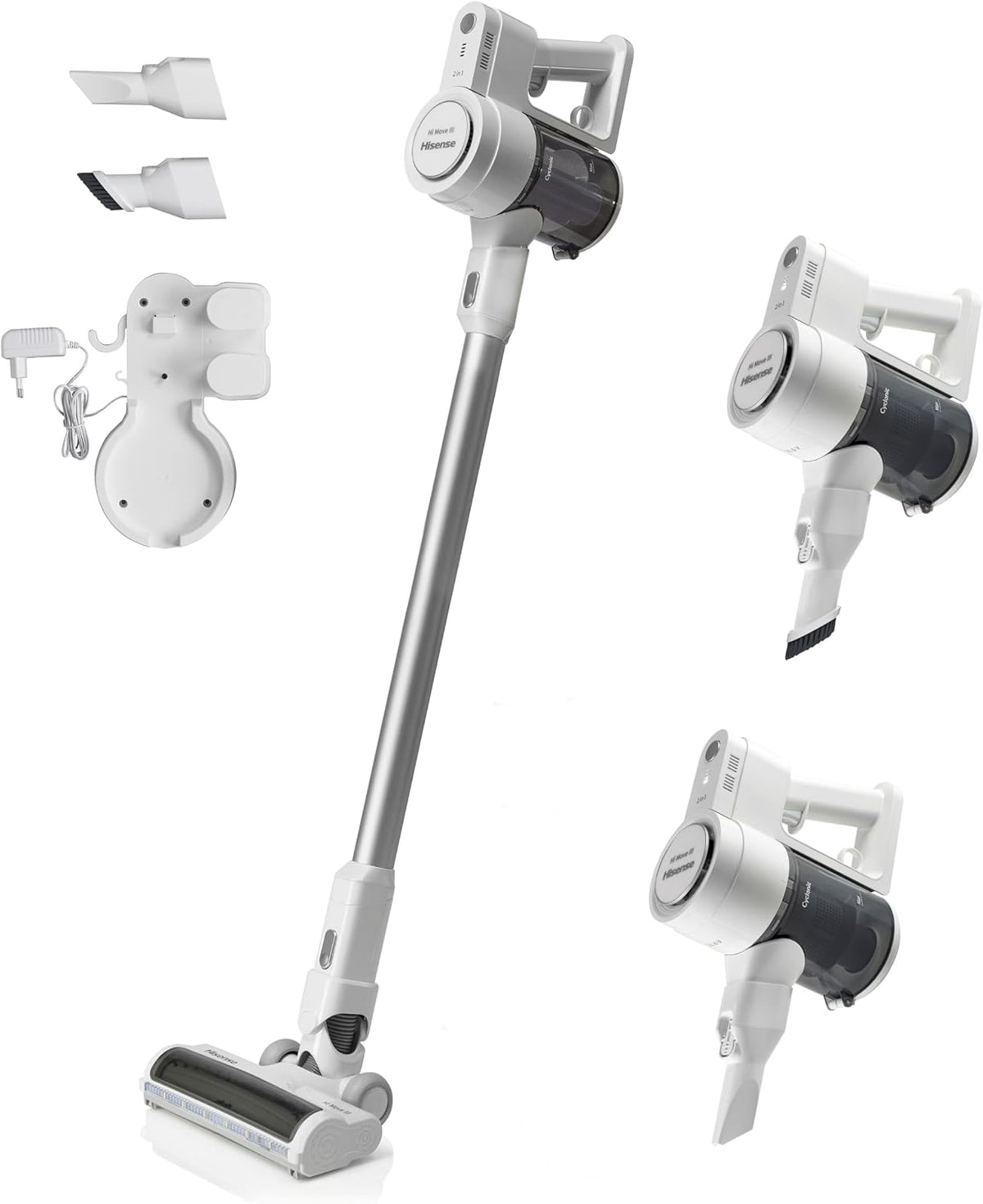 Hisense HVC6133W aspirapolvere, 21,6 V, 135W, con illuminazione LED, senza fili, Batteria 21, Rumorosità 78 db, Assorbimento 135W, Luci Led Frontali