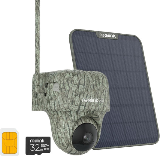 Dom camera, senza fili, Reolink, Reolink 4K Telecamera 4G Sim da Esterno Senza Fili con Batteria, 360° PTZ