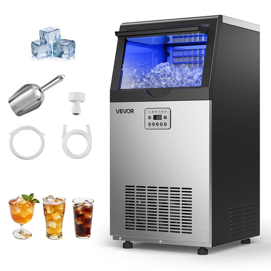 Macchine per cubetti di ghiaccio, 22 mm, 45 kg, acciaio inox, VEVOR