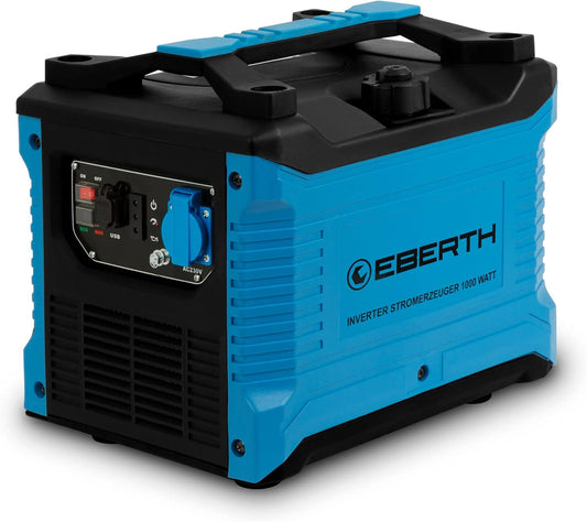 Generatori, 38 × 31 × 42 cm, 230V, nero, EBERTH, EBERTH 1000 Watt Generatore di corrente Inverter, Gruppo elettrogeno con 2 CV Motore a benzina 4T