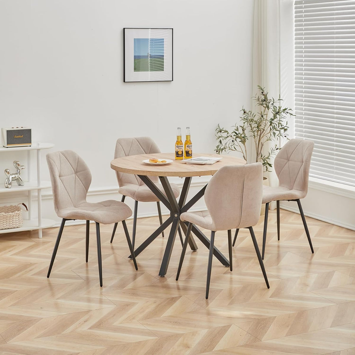 tavolo, 100 cm, legno, tessuto, per la cucina, per il soggiorno, DEYARNA HOME