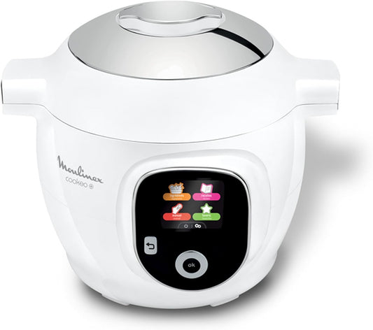 Pentole a pressione elettriche CE854110, 6 l, controllo smart, bianco, Moulinex, 80 ricette integrate, senza sorveglianza, bianco CE854110