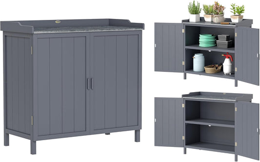 Outsunny Armadietti e credenze, 98 × 48 × 95.5 cm, legno, grigio