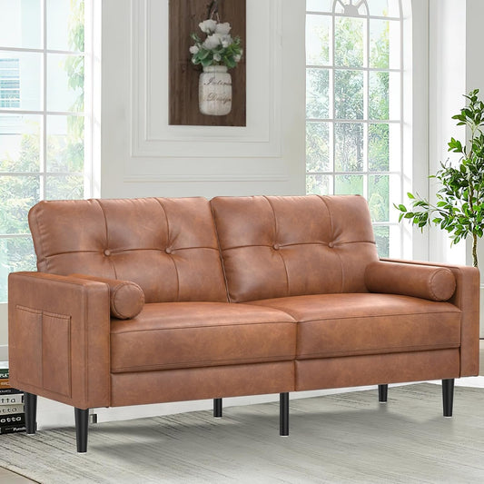 divano, 130 cm, marrone, Aotumm Ciort, Divano 2 Posti, 2 Cuscini (Marrone premium)