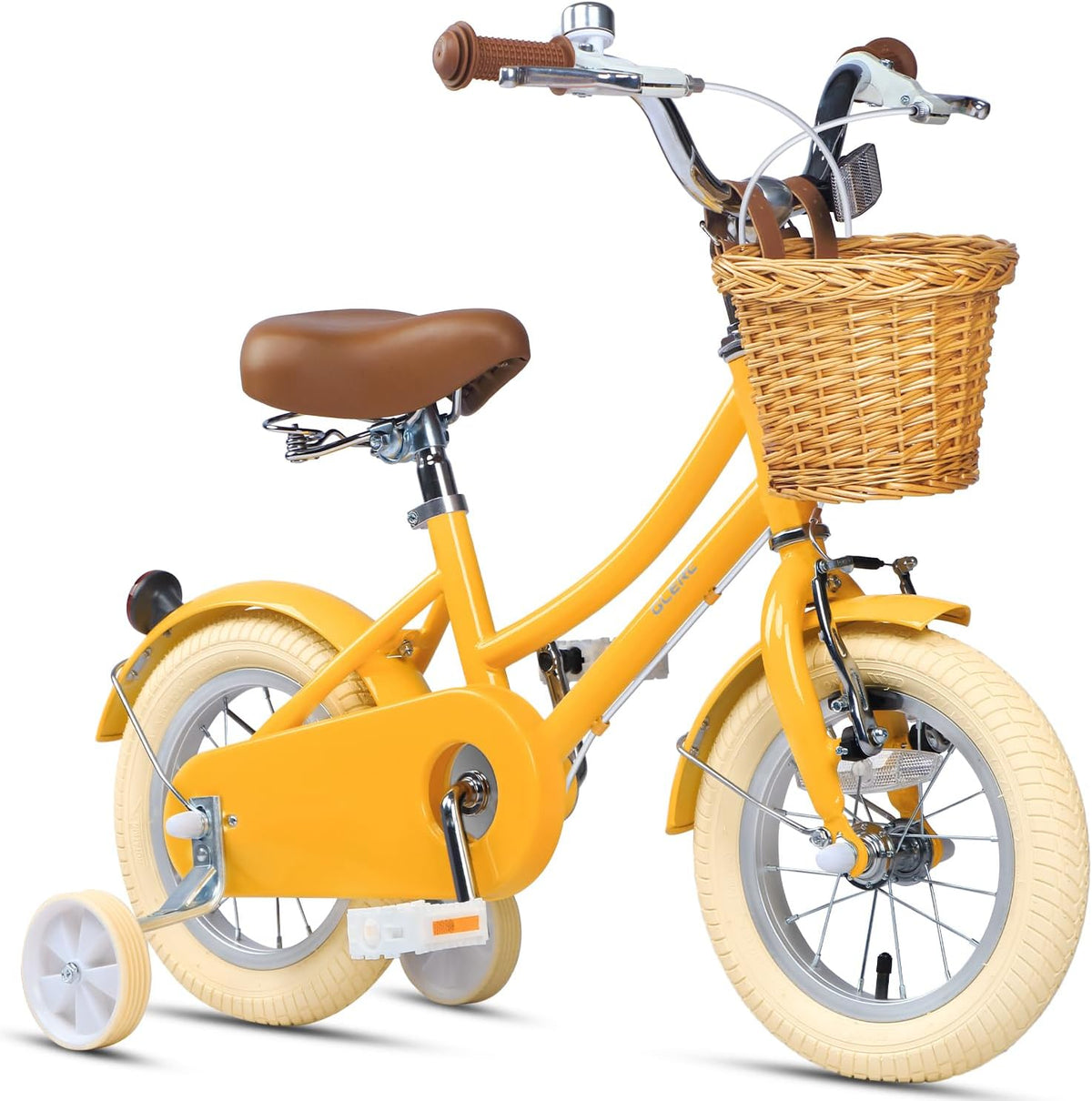 City bike per bambini, 97 cm, 20 pollici, Glerc, Glerc Bicicletta con cestino per bambine da 3 a 10 anni, con campanello e stabilizzatori