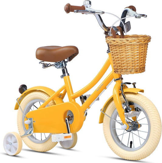 City bike per bambini, 97 cm, 20 pollici, Glerc, Glerc Bicicletta con cestino per bambine da 3 a 10 anni, con campanello e stabilizzatori