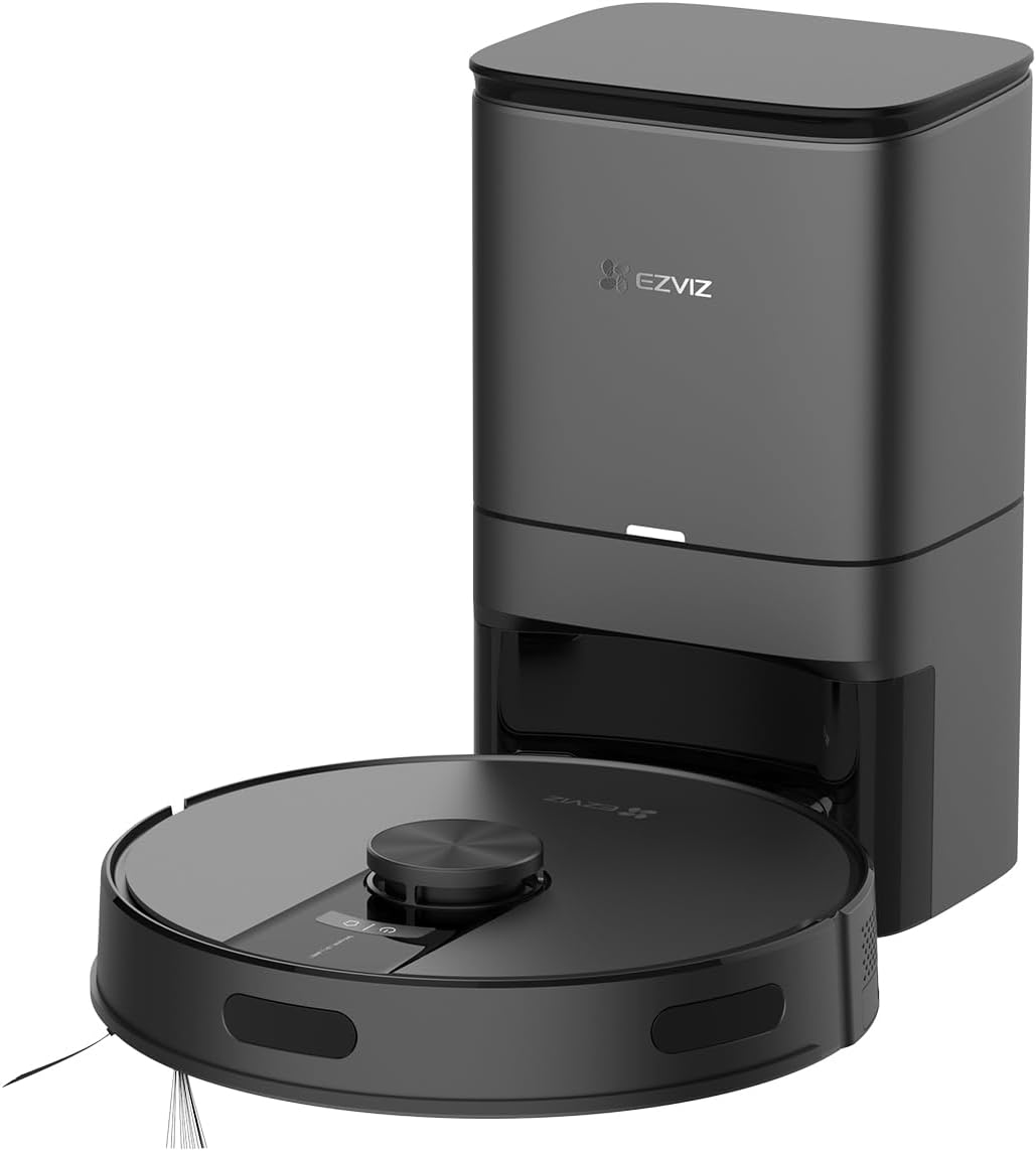 aspirapolvere RE4, 300ml, con WiFi, controllo smart, nero, EZVIZ, Navigazione LiDAR e Anticaduta. Aspirazione 4000Pa, Serbatoio 300ml, WiFi/APP/Alexa