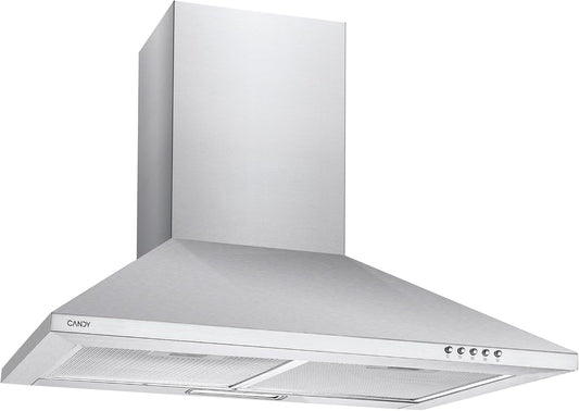 Cappe a muro CCE117/1X, 70 cm, 65 W, 62 dB, con illuminazione LED, acciaio inox, alluminio, CANDY