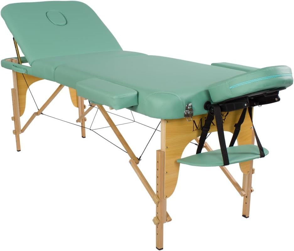 Lettini, 55 cm, legno, verde, Mira, Mira Lettino da massaggio 3 zone