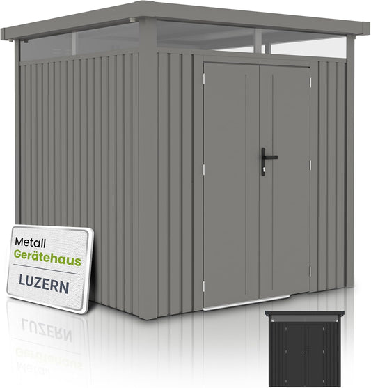 Capanni, metallo, per il giardino, Juskys, 3 m2, con porte e finestre, resistente alle intemperie e con serratura, garage per biciclette