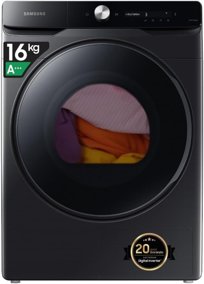 Samsung DV16DG8600BVU3 Asciugatrici a pompa di calore, 68,6 × 98,4 × 84,4 cm, 16 kg, 68,6L, con WiFi
