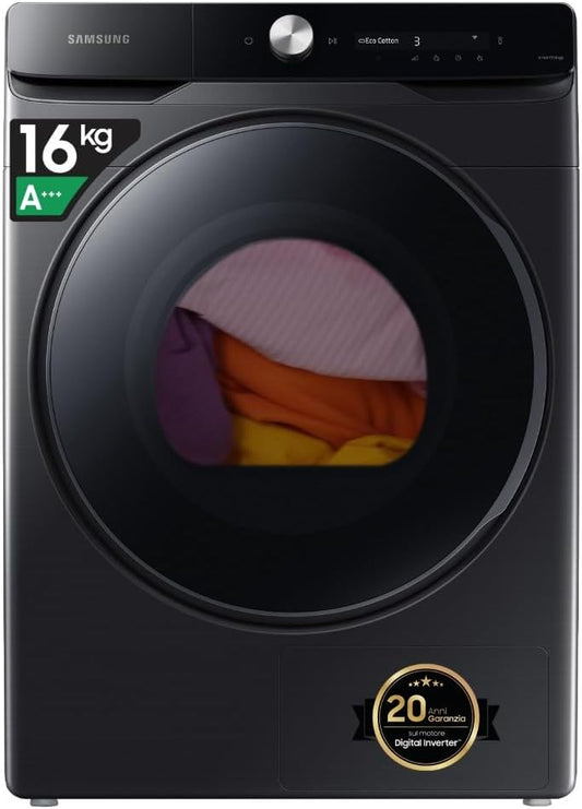 Samsung DV16DG8600BVU3 Asciugatrici a pompa di calore, 68,6 × 98,4 × 84,4 cm, 16 kg, 68,6L, con WiFi