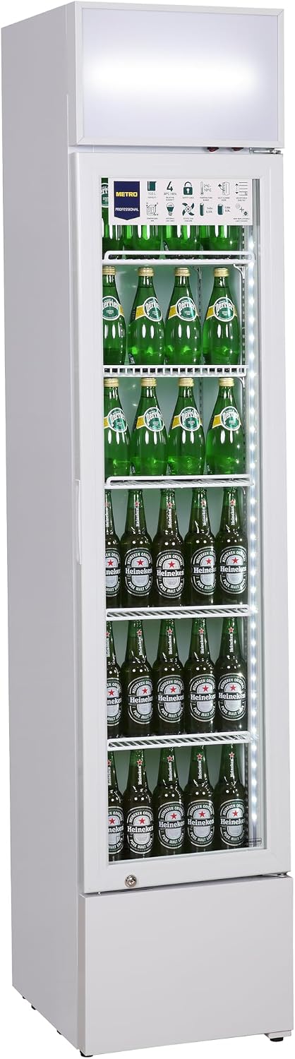 frigorifero GSC2133, 39 × 47,5 × 188 cm, 133L, 200 W, con illuminazione LED, con ripiani, bianco, METRO Professional